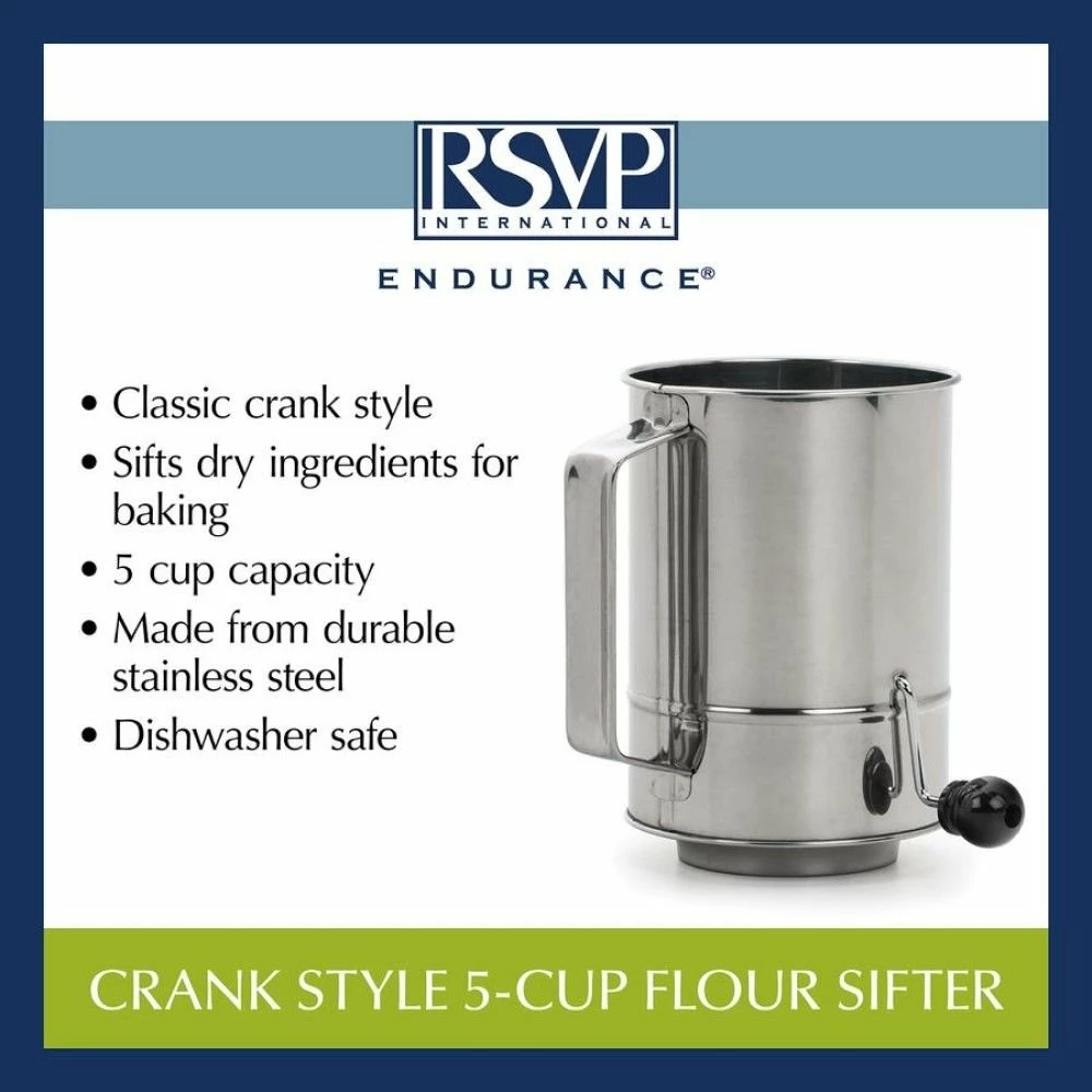 RSVP International RSVP Endurance Hand Crank Flour Sifter - 5 Cup - Image 5