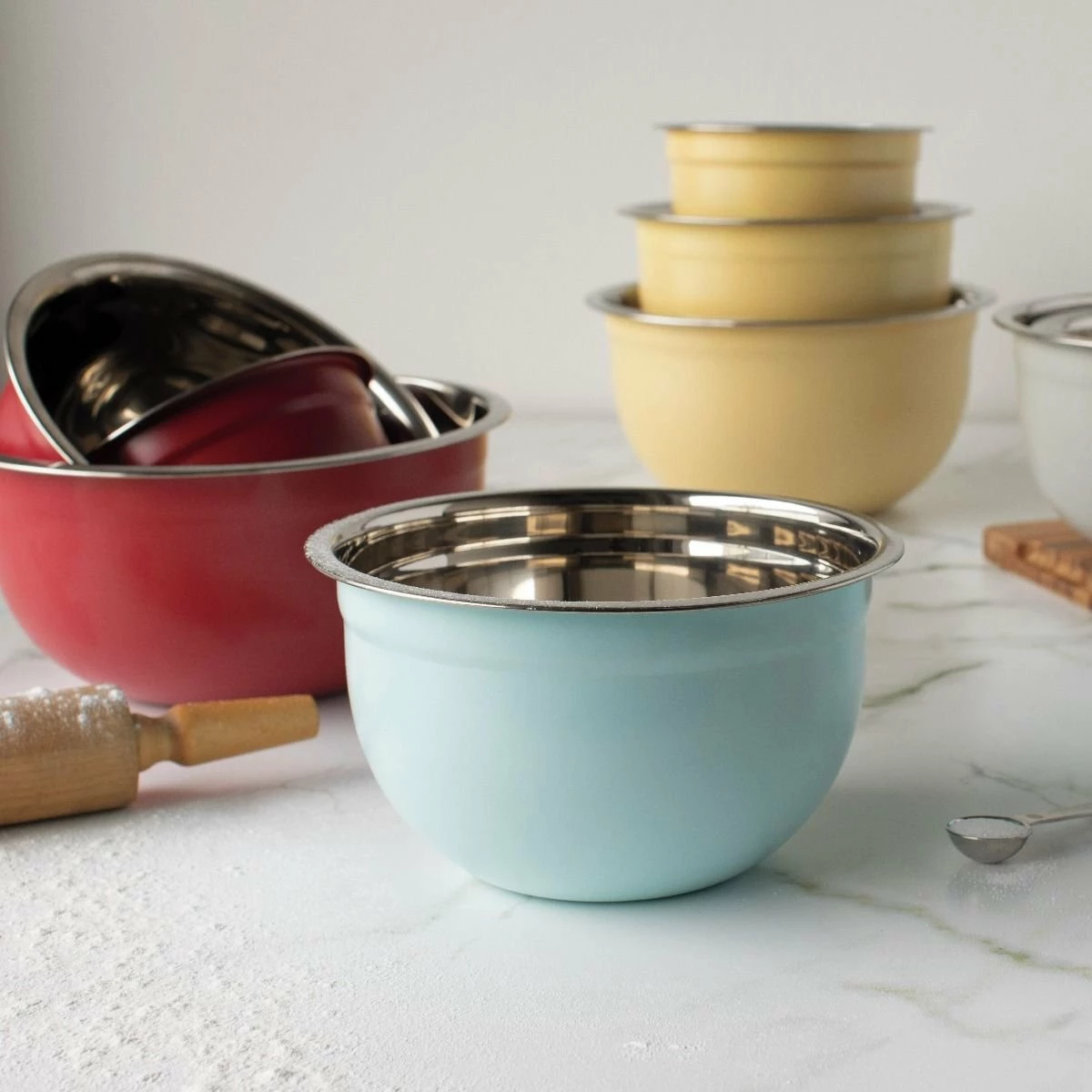 Now Designs Stainless Steel Mixing Bowls (Set Of 3) | Matte Robins Egg - Image 5