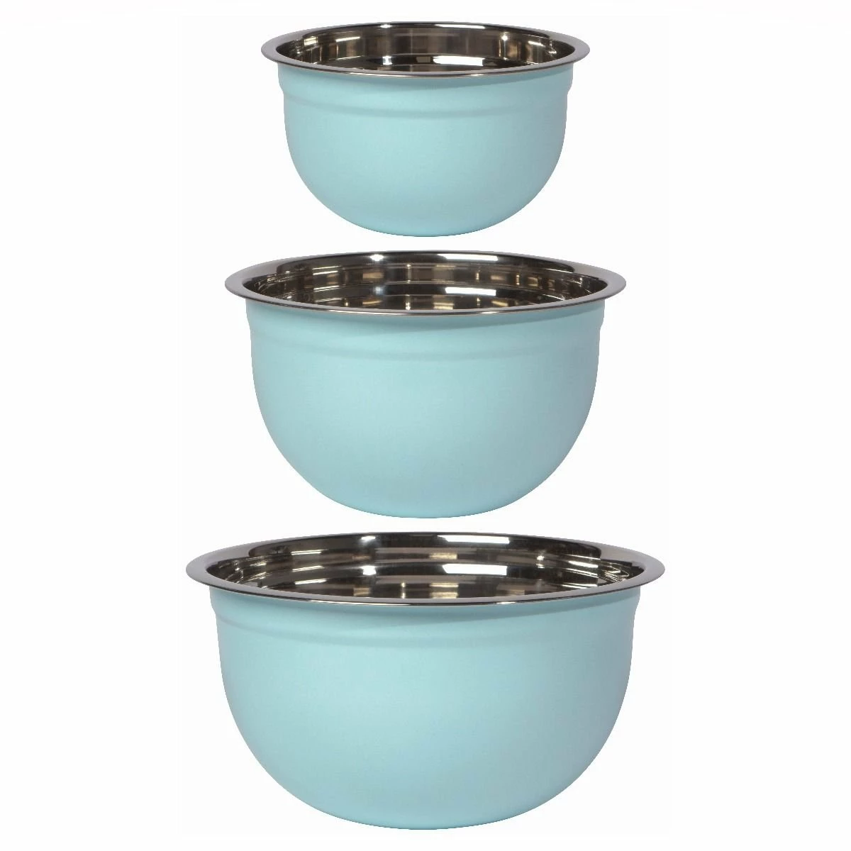 Now Designs Stainless Steel Mixing Bowls (Set Of 3) | Matte Robins Egg