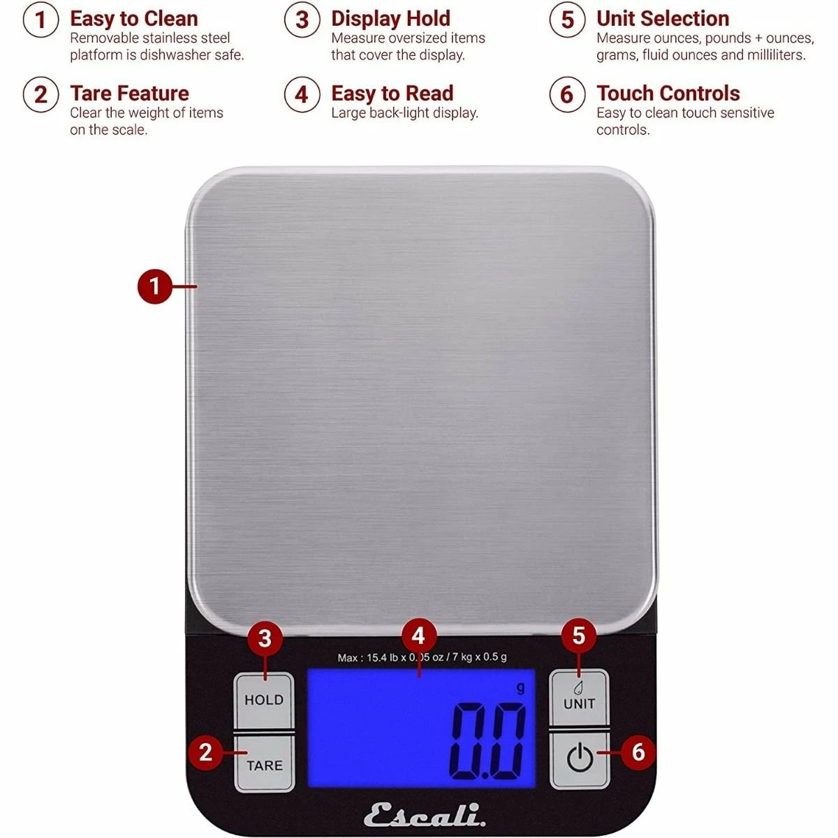 Escali Nutro Digital Scale | Silver - Image 3