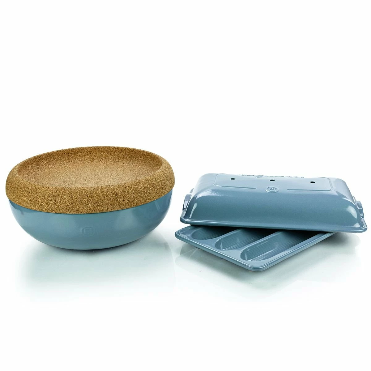 Emile Henry Baguette Baker & Storage Bowl Set | Blue Lagoon