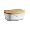 Emile Henry 14" Ceramic Bread Box + Wood Lid | Flour
