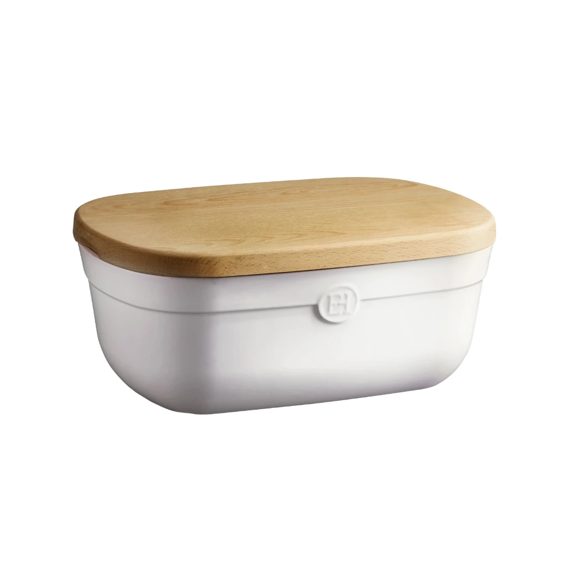 Emile Henry 14" Ceramic Bread Box + Wood Lid | Flour