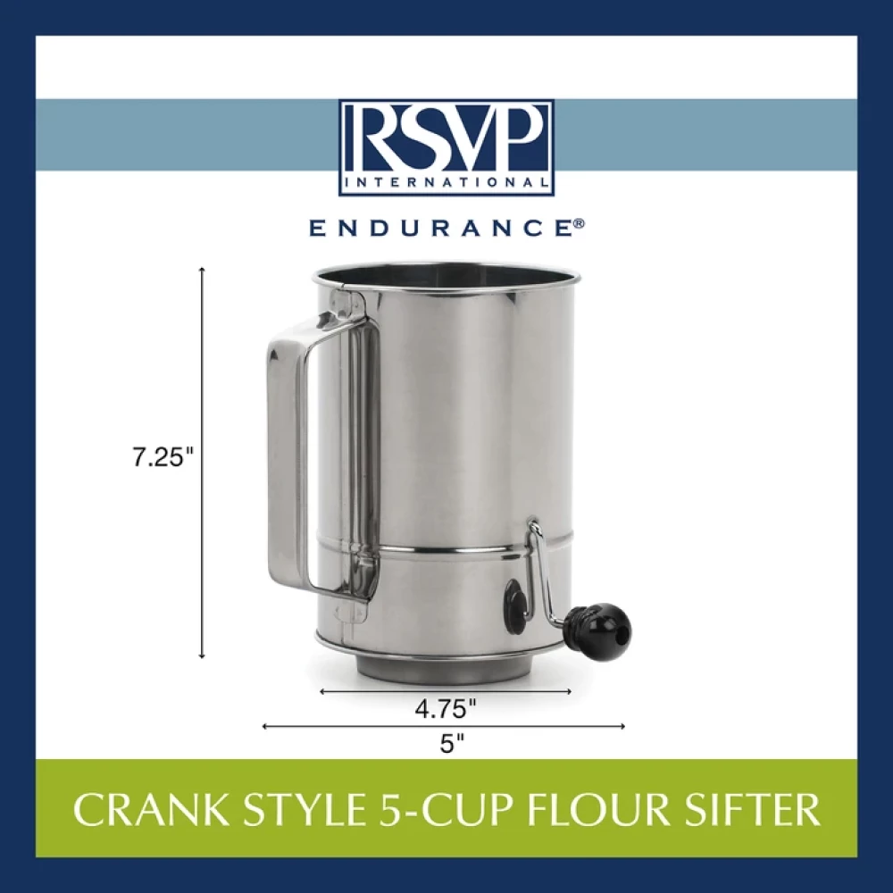 RSVP International RSVP Endurance Hand Crank Flour Sifter - 5 Cup - Image 4